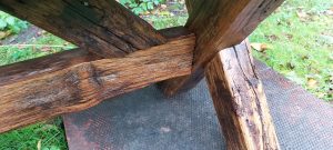 detail of oak bench