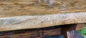 detail of seat of commemorative oak bench